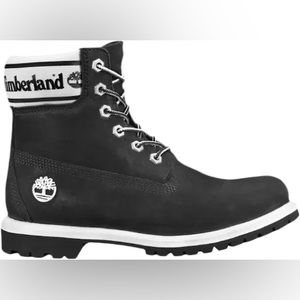 Timberlands 6 Inch Logo Collar Womens Black Boots